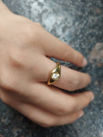 Brass Ring with Circular Gemstone
