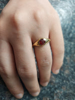 Brass Ring with Circular Gemstone