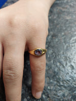 Brass Ring with Circular Gemstone