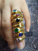 Brass Ring with Circular Gemstone
