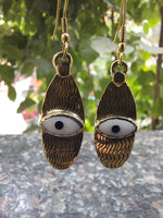 Evil Eye Brass Drop Earrings
