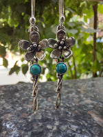 Flower Blossom Brass Drop Earrings