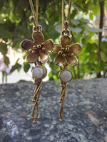 Flower Blossom Brass Drop Earrings