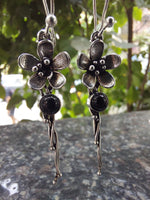 Flower Blossom Brass Drop Earrings