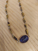 Gemstone Necklace with Beaded Chain