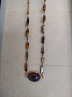 Gemstone Necklace with Beaded Chain