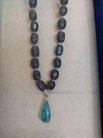 Gemstone Necklace with Hand Knotted Chain
