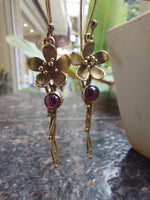 Flower Blossom Brass Drop Earrings