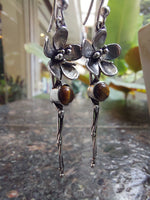 Flower Blossom Brass Drop Earrings