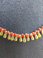 Beaded Necklace with Brass Drops