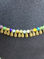Beaded Necklace with Brass Drops