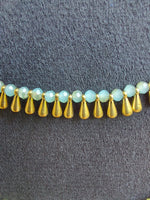 Beaded Necklace with Brass Drops