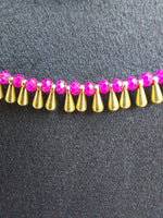Beaded Necklace with Brass Drops