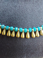 Beaded Necklace with Brass Drops