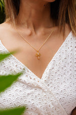 Lotus moonstone pendant chain gold plated