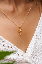 Lotus moonstone pendant chain gold plated