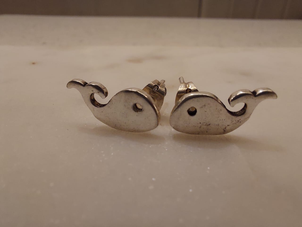 Whale stud earrings
