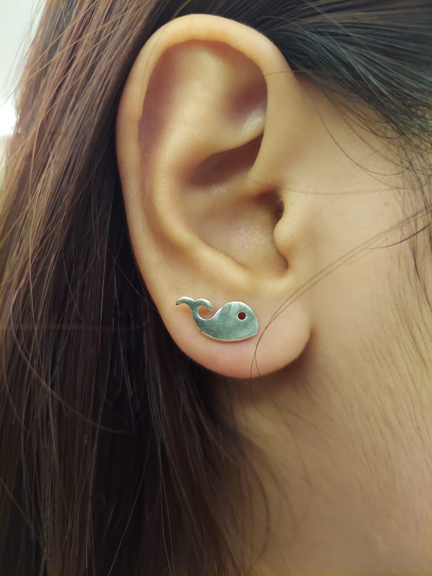 Whale stud earrings