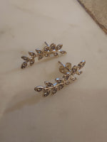 Silver leaf tangle with gems earrings