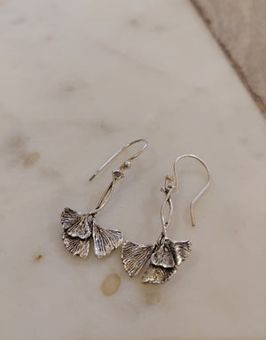 Ginko leaf drops earrings