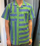 Half sleeve stripes shirt - Green and blue