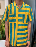 Half sleeve stripes shirt - Green and yellow