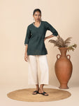 Embroidered V-neck tops