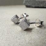 Silver Cube Stud Earrings