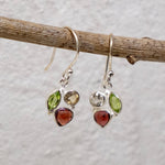 Garnet, Peridot & Citrine Drop Earrings