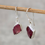 Uncut Pink Tourmaline Drop Earrings