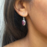 Uncut Pink Tourmaline Drop Earrings