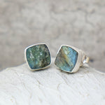 Uncut Labradorite Stud earring