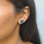 Uncut Labradorite Stud earring