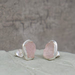 Uncut Rose Quartz Stud Earring