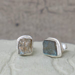 Uncut Labradorite Stud Earring