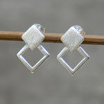 Sterling Silver Diamond Shape Drop Earrings