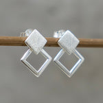 Sterling Silver Diamond Shape Drop Earrings