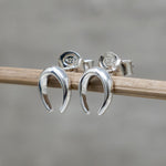 Silver Horseshoe Stud Earrings