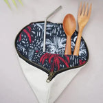 Bare upcycled pouches with cutlery and Straw kit