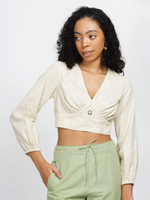 Etheral-Loose Cotton Linen Crop Top