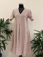White Half Sleeve Bagh Geomtric Dress