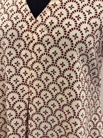 White Half Sleeve Bagh Geomtric Dress