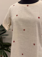 White Bagh Top with Red Hand Embroidery