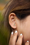 Turquoise moon brass stud