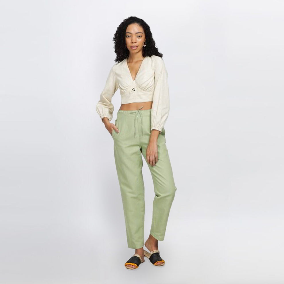 SULTRY - Natural dyed sage green comfort pant