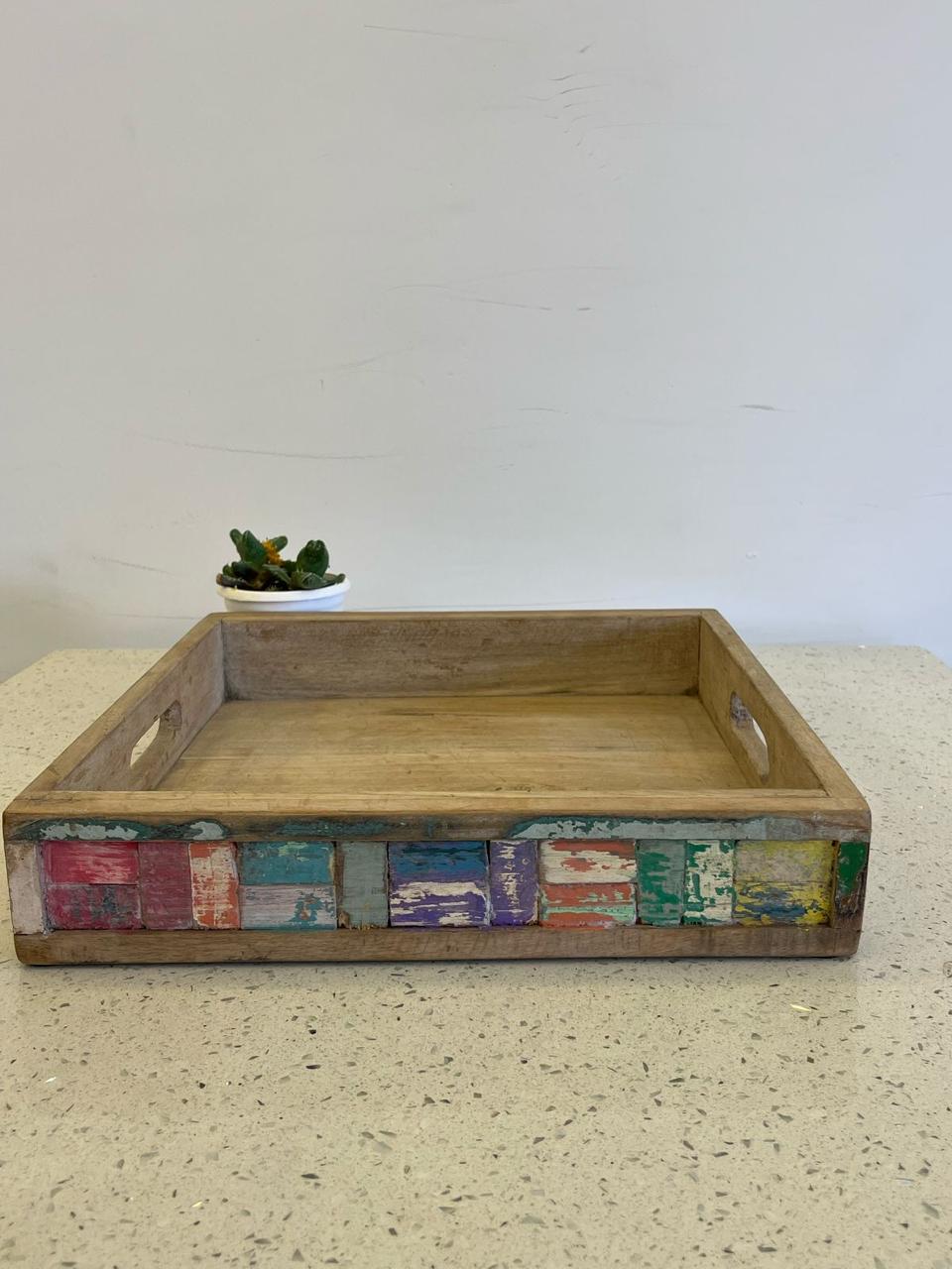 Mango wooden tray with carving