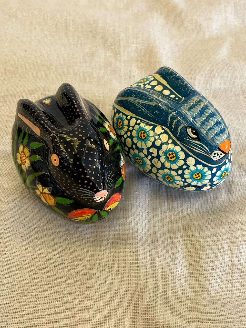 Paper mache Rabbit box painted