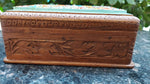 Carved Walnut Wood Box with Painted Paper Mache Lid