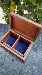 Carved Walnut Wood Box with Painted Paper Mache Lid
