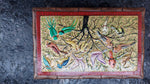 Carved Walnut Wood Box with Painted Paper Mache Lid